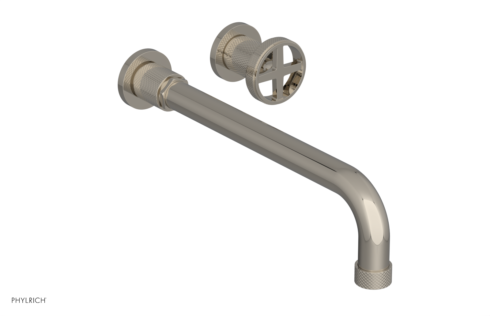 Phylrich Dustrie Knurled 12" Spout Single Handle Wall Lavatory Set