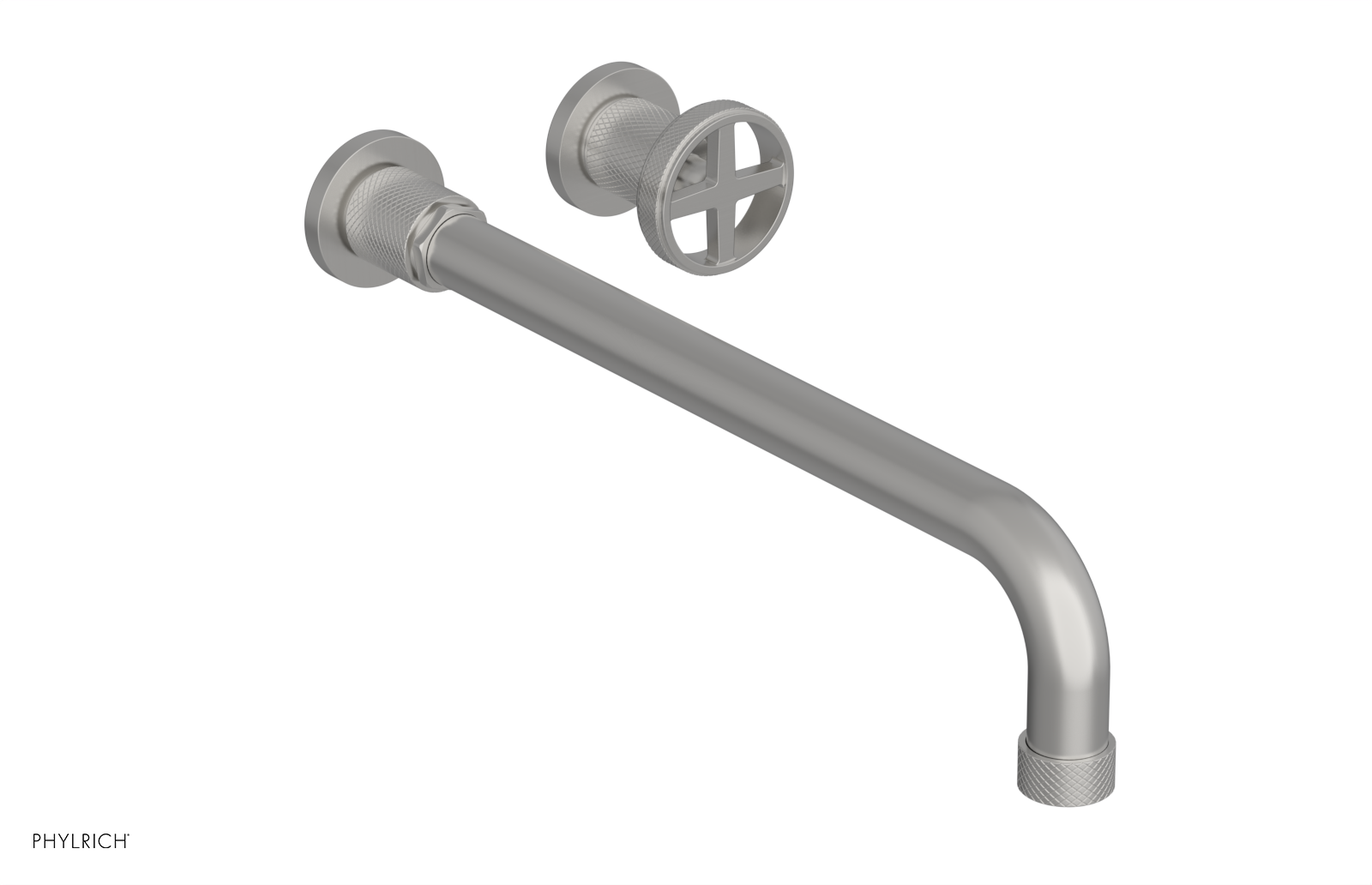 Phylrich Dustrie Knurled 14" Spout Single Handle Wall Lavatory Set