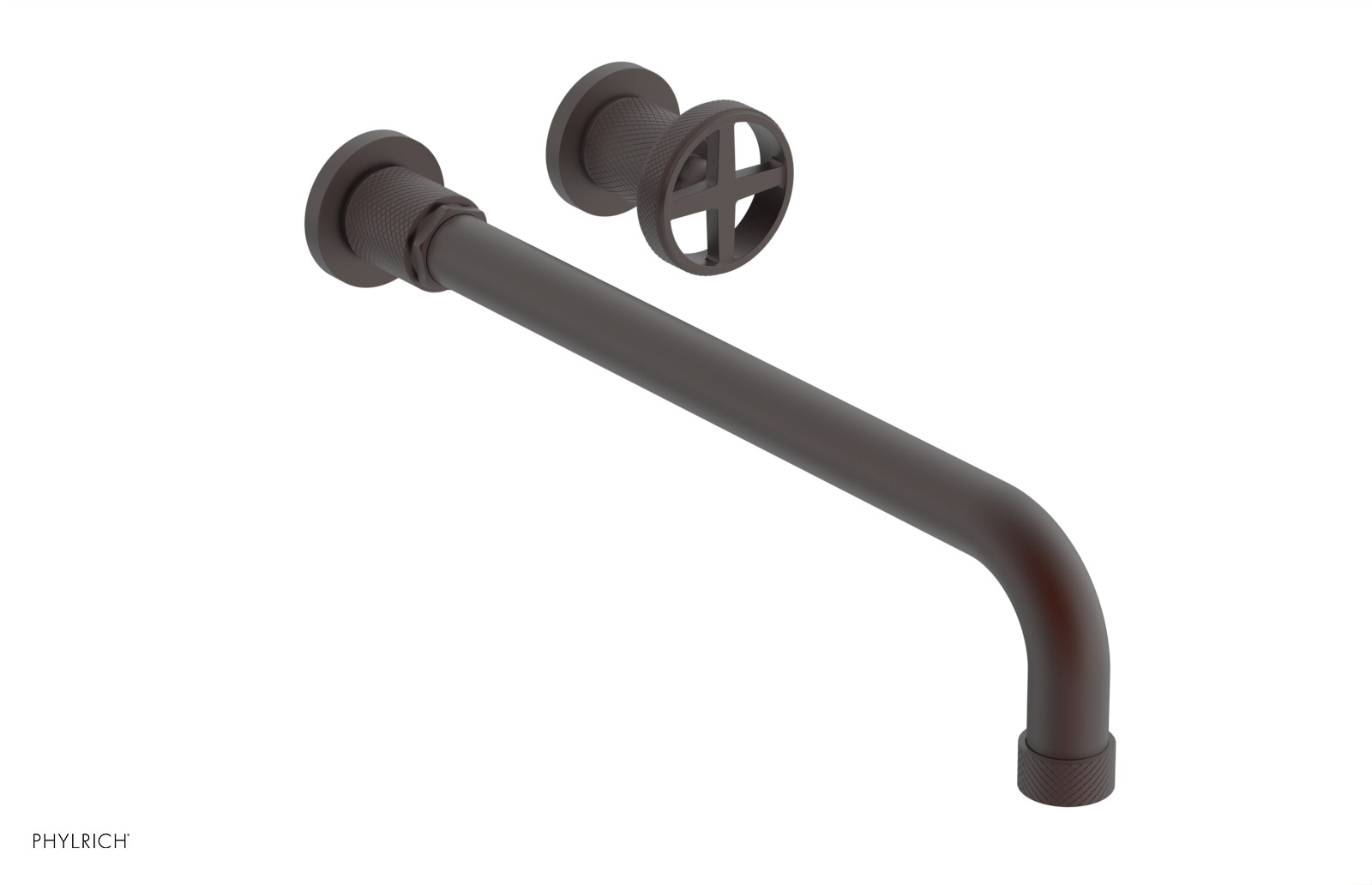 Phylrich Dustrie Knurled 14" Spout Single Handle Wall Lavatory Set