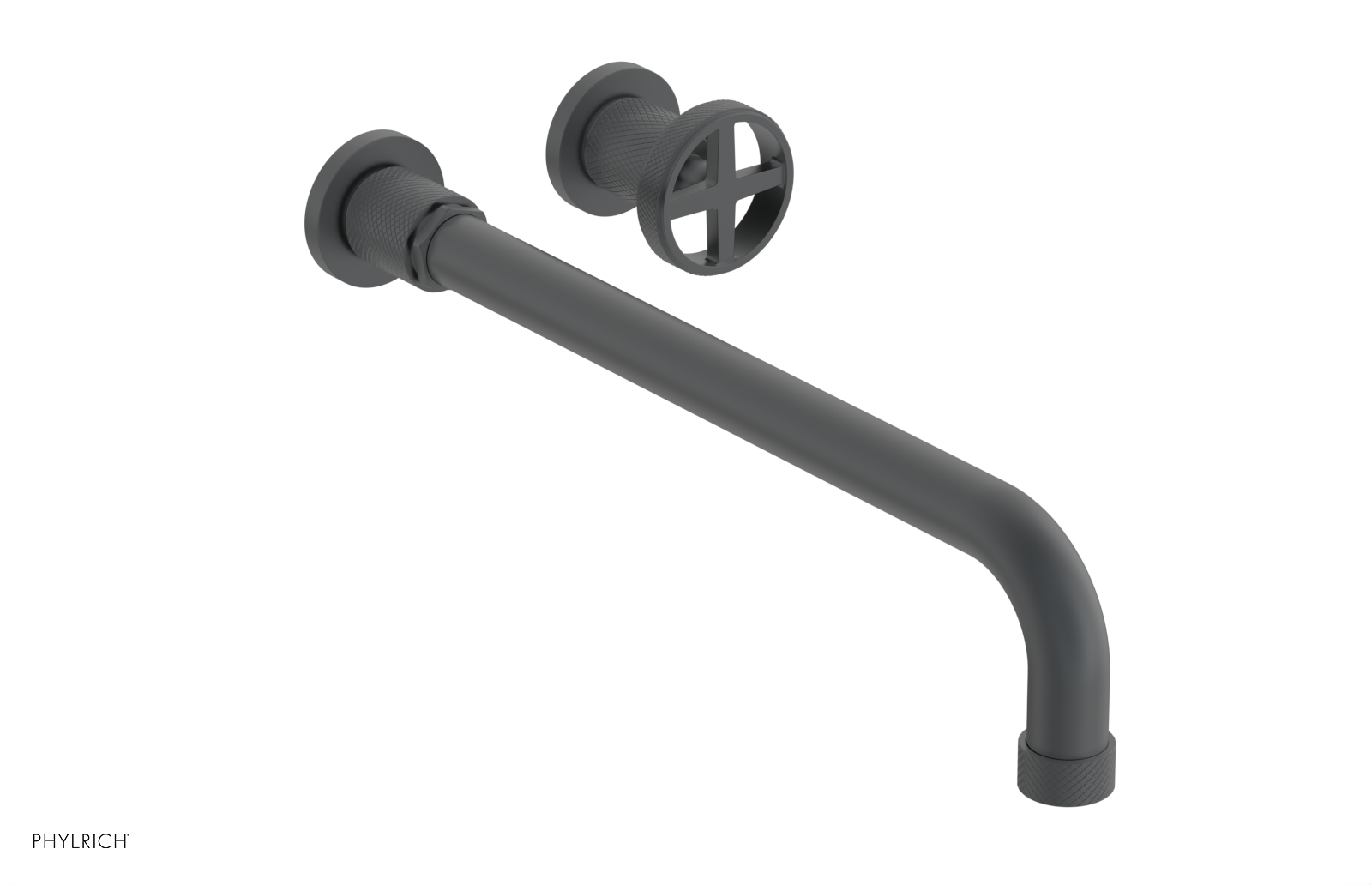 Phylrich Dustrie Knurled 14" Spout Single Handle Wall Lavatory Set