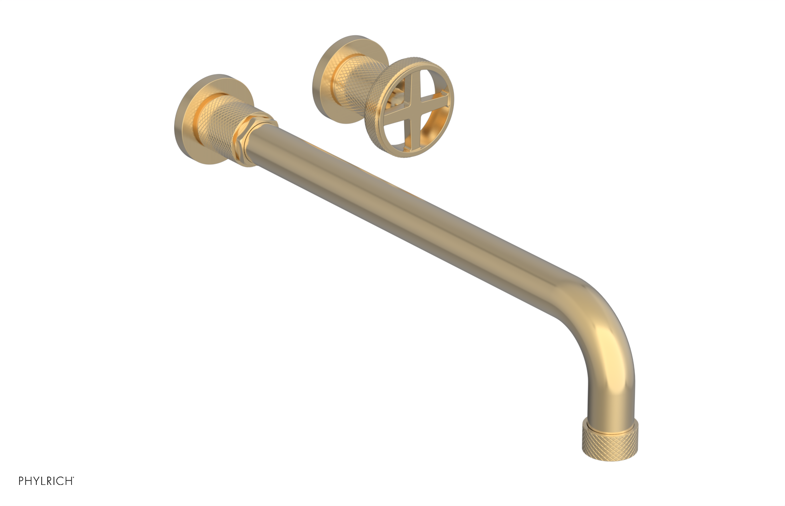 Phylrich Dustrie Knurled 14" Spout Single Handle Wall Lavatory Set