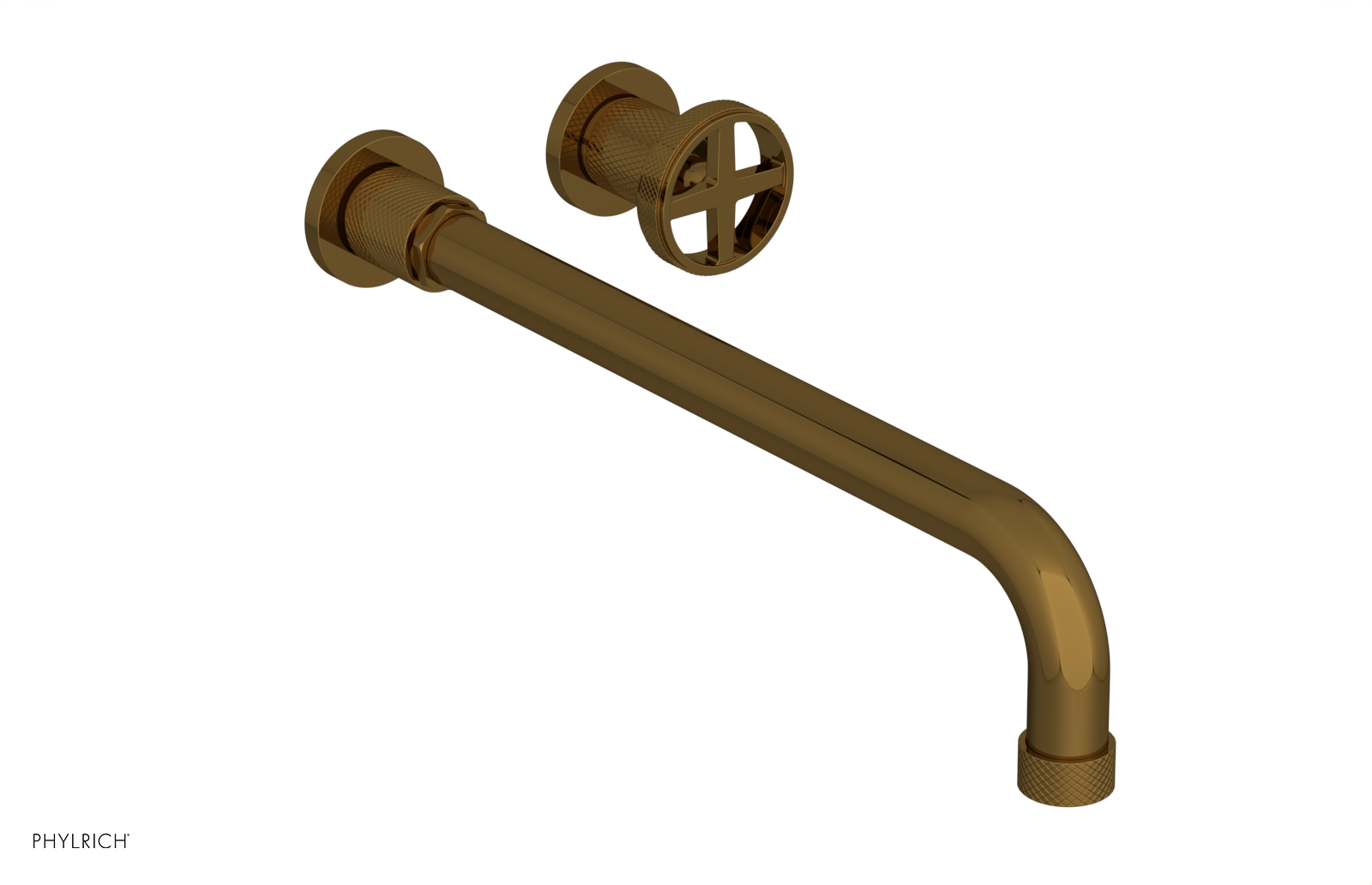 Phylrich Dustrie Knurled 14" Spout Single Handle Wall Lavatory Set