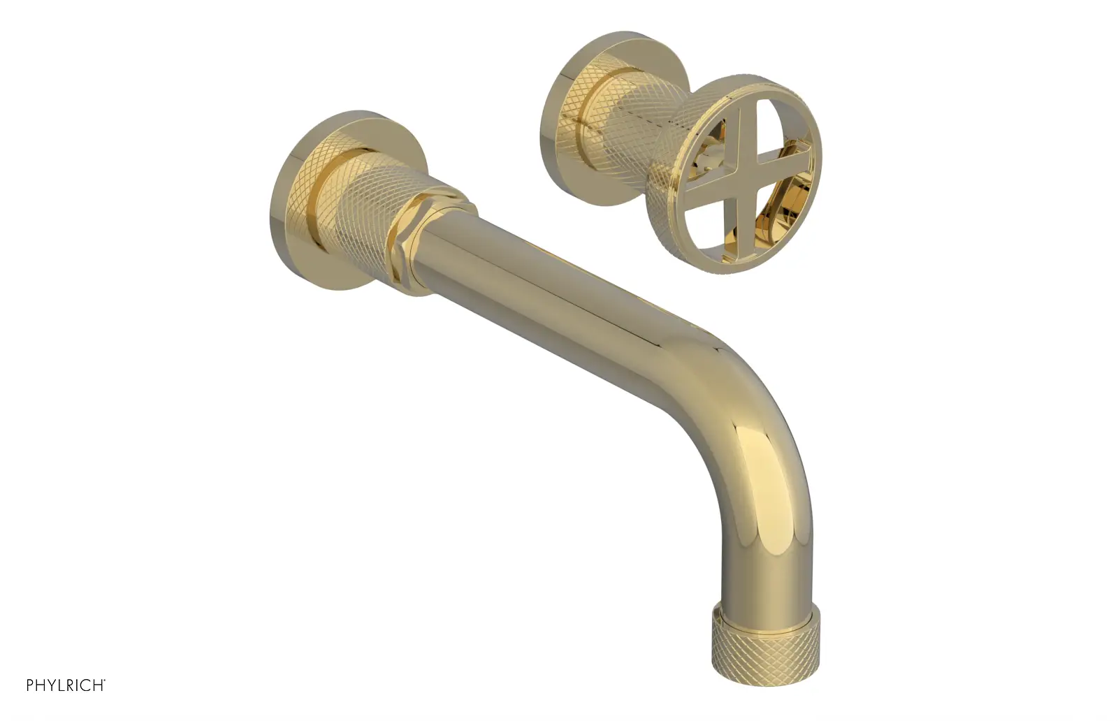 Phylrich Dustrie Knurled 7 5/8" Spout Single Handle Wall Lavatory Set by Phylrich