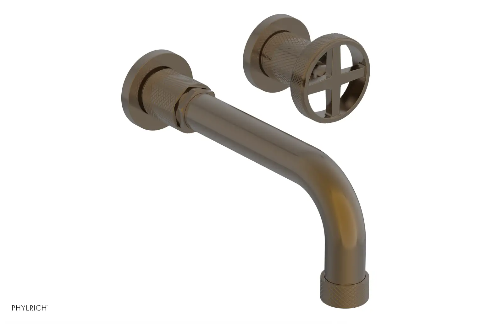 Phylrich Dustrie Knurled 7 5/8" Spout Single Handle Wall Lavatory Set by Phylrich