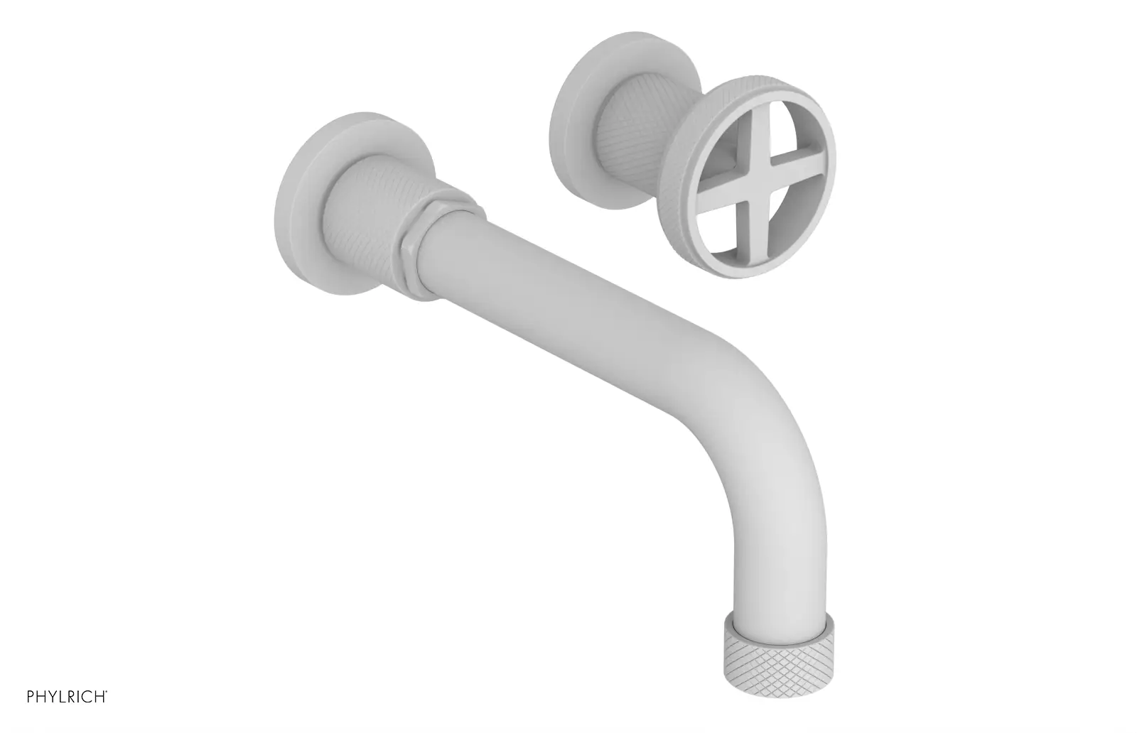 Phylrich Dustrie Knurled 7 5/8" Spout Single Handle Wall Lavatory Set by Phylrich