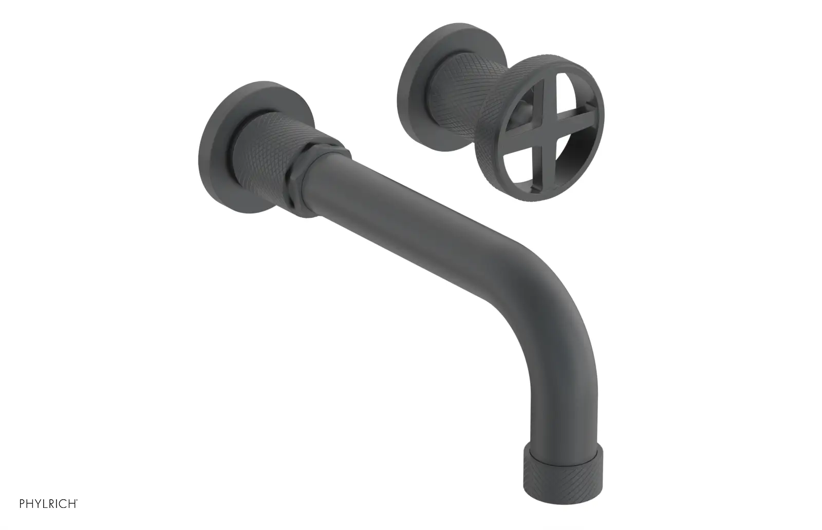 Phylrich Dustrie Knurled 7 5/8" Spout Single Handle Wall Lavatory Set by Phylrich