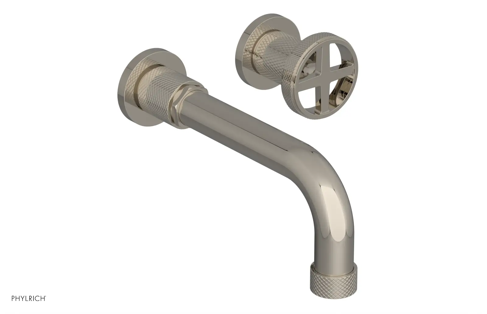 Phylrich Dustrie Knurled 7 5/8" Spout Single Handle Wall Lavatory Set by Phylrich