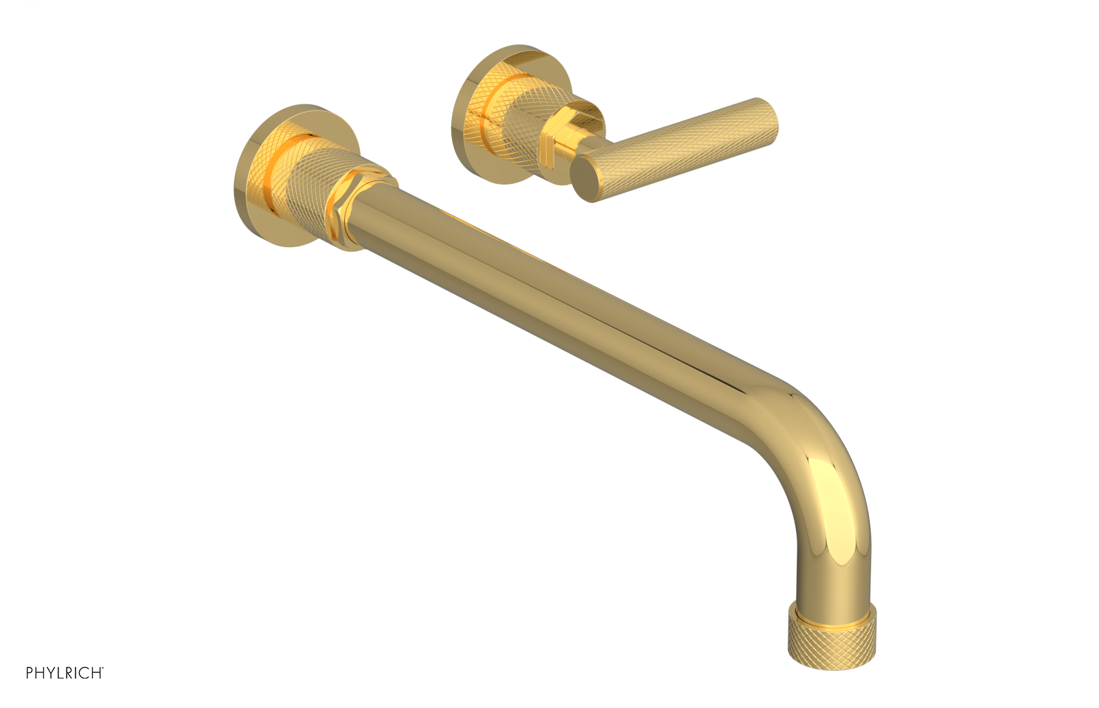 Phylrich Dustrie Knurled 12" Spout Single Handle Wall Lavatory Set by Phylrich