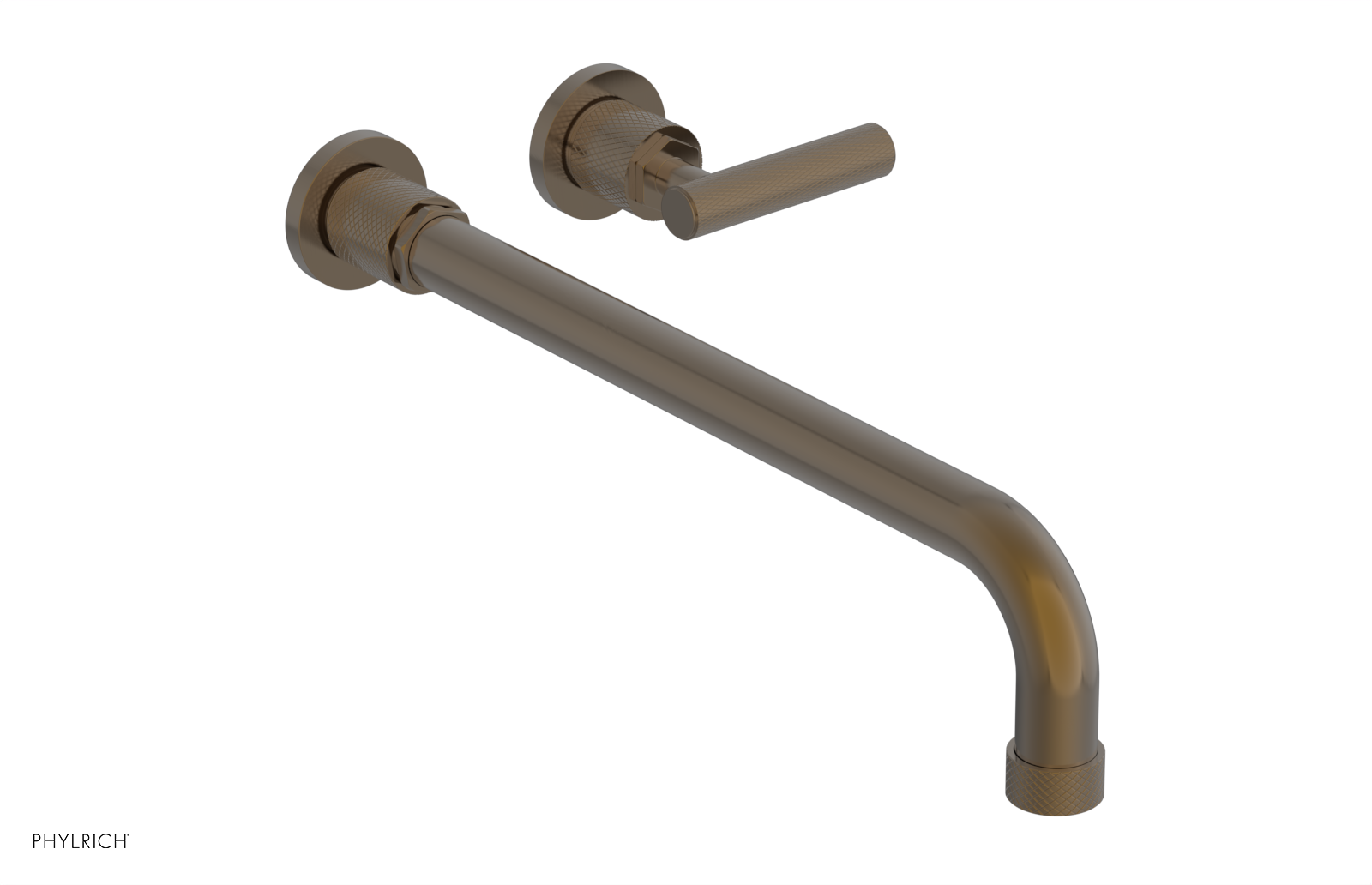 Phylrich Dustrie Knurled 14" Spout Single Handle Wall Lavatory Set