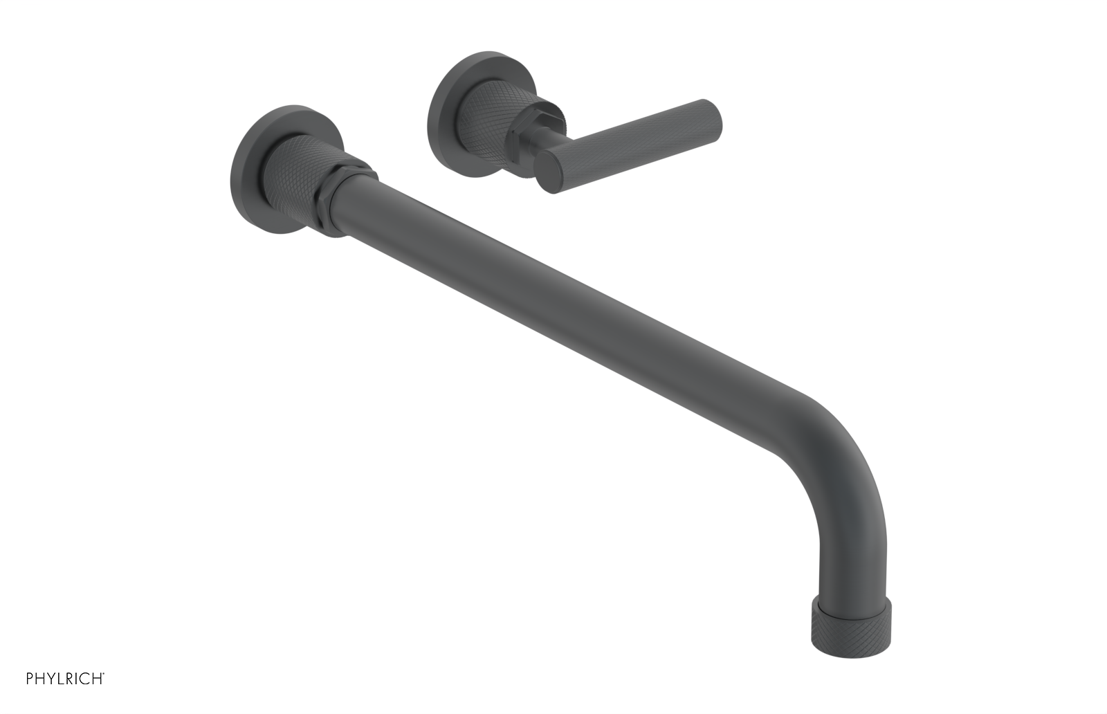 Phylrich Dustrie Knurled 14" Spout Single Handle Wall Lavatory Set