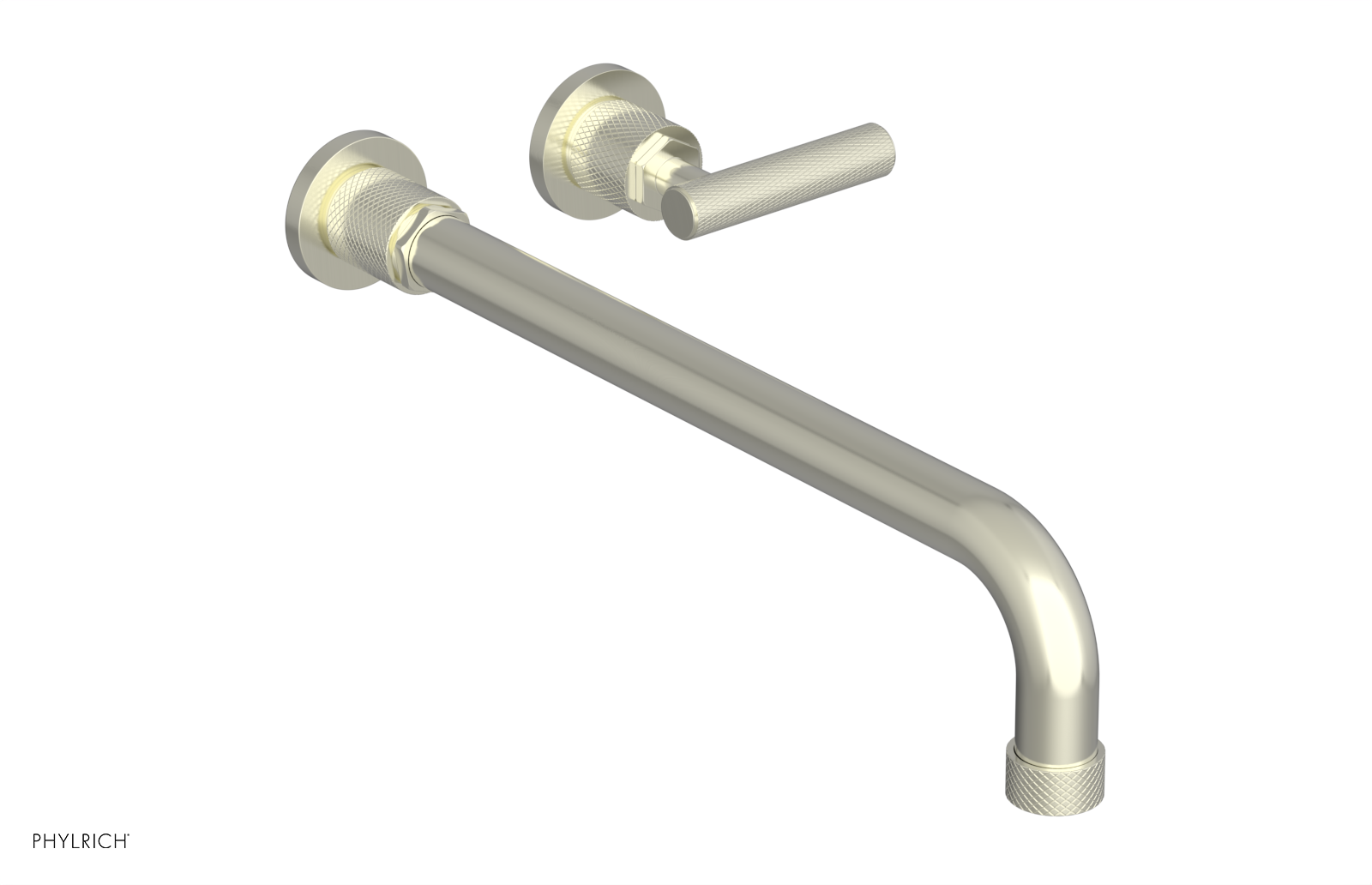 Phylrich Dustrie Knurled 14" Spout Single Handle Wall Lavatory Set