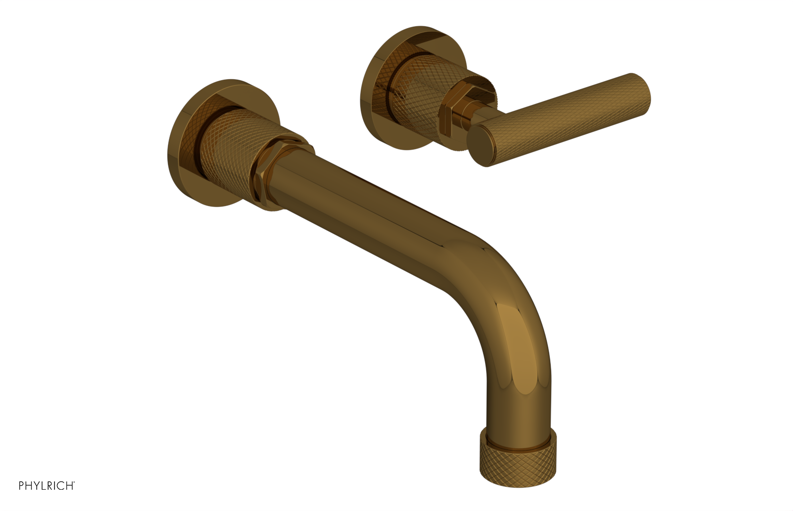 Phylrich Dustrie Knurled 7 5/8" Spout Single Handle Wall Lavatory Set