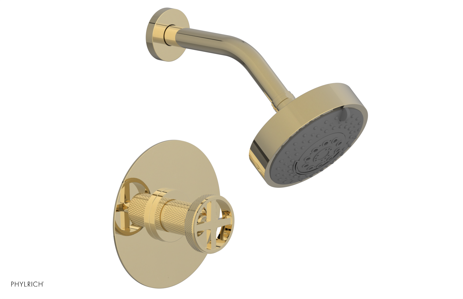Phylrich Dustrie Knurled Pressure Balance Shower Set with Cross Handle