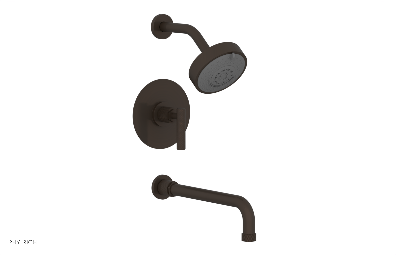 Phylrich Dustrie Knurled 12" Spout Pressure Balance Tub and Shower Set with Lever Handle