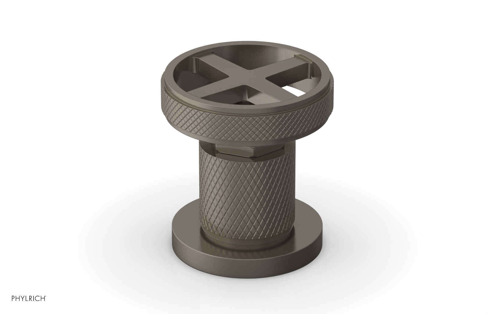 Phylrich Dustrie Knurled Volume Control/Diverter Trim with Cross Handle