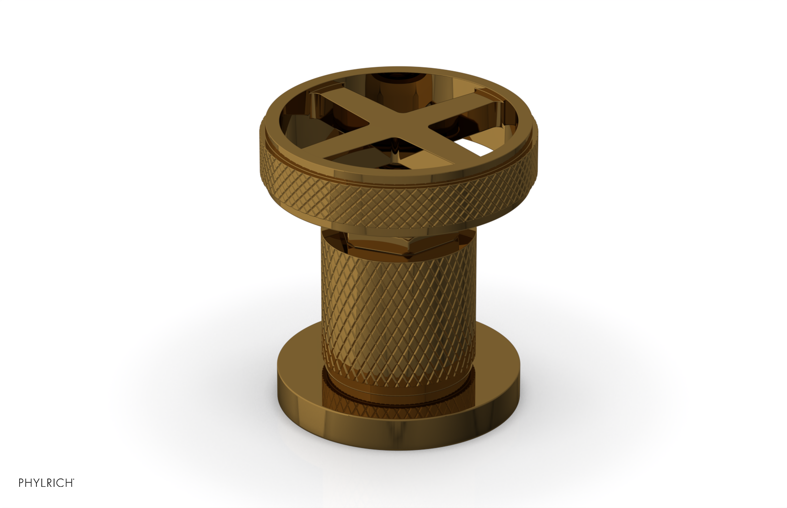 Phylrich Dustrie Knurled Volume Control/Diverter Trim with Cross Handle