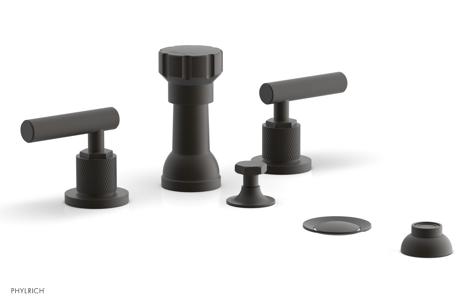 Phylrich Dustrie Knurled Four Hole Bidet Set with Lever Handles