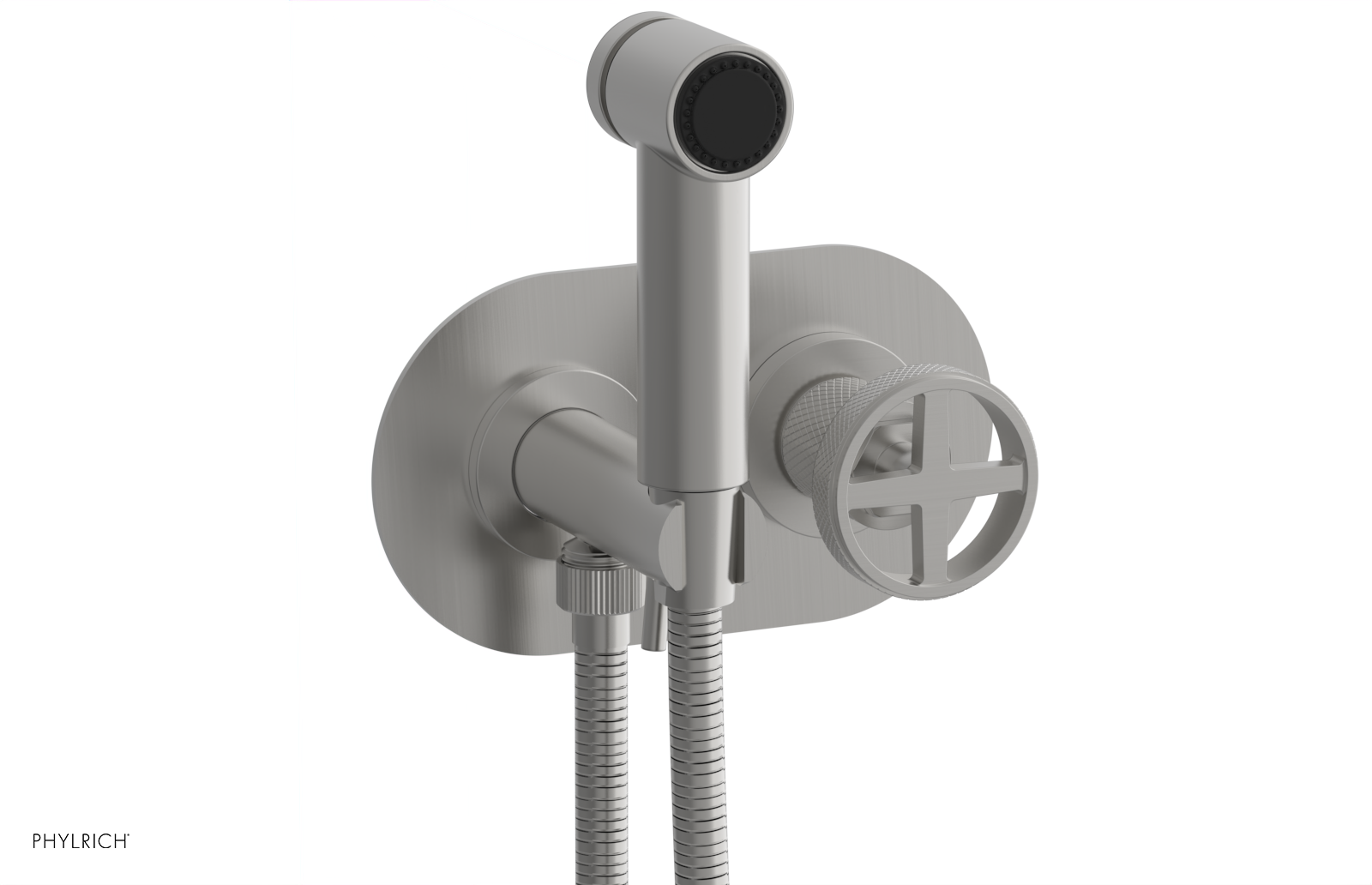 Phylrich Dustrie Knurled Wall Mounted Bidet with Cross Handle