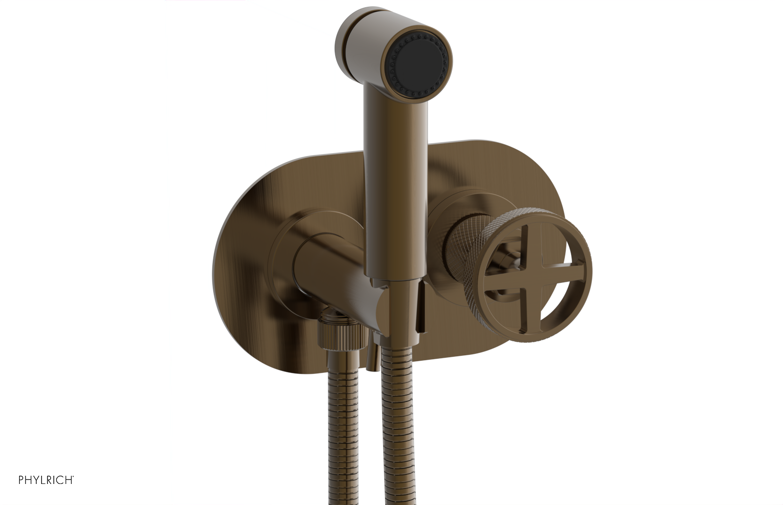 Phylrich Dustrie Knurled Wall Mounted Bidet with Cross Handle