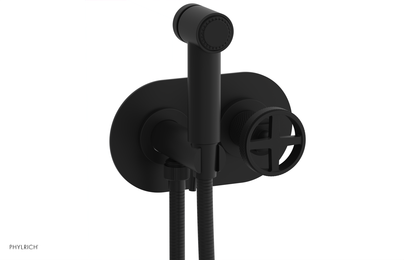 Phylrich Dustrie Knurled Wall Mounted Bidet with Cross Handle