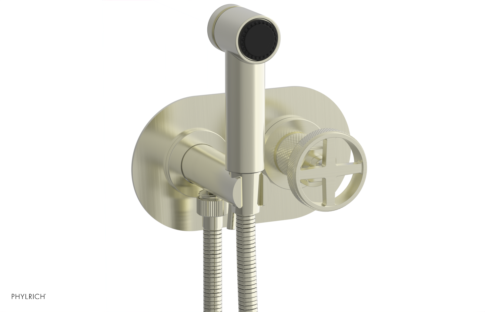 Phylrich Dustrie Knurled Wall Mounted Bidet with Cross Handle