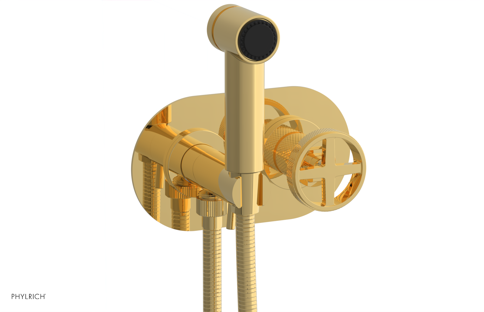 Phylrich Dustrie Knurled Wall Mounted Bidet with Cross Handle