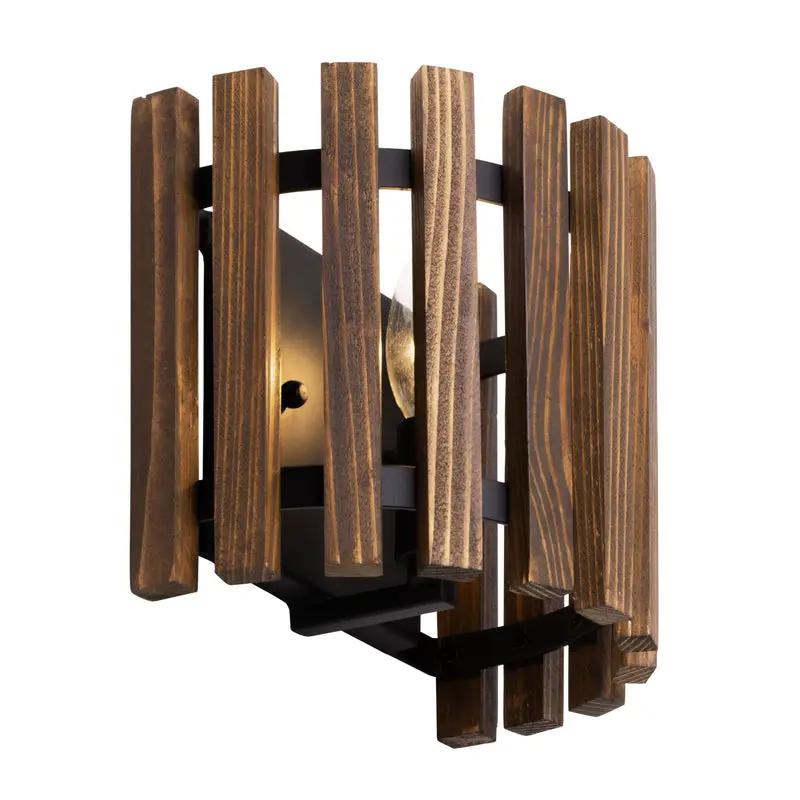 matte black/medium walnut wall mount light