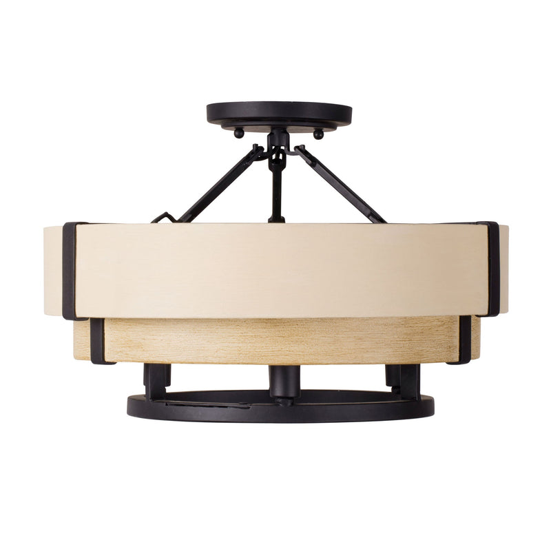 matte black/honey/medium oak ceiling mount light