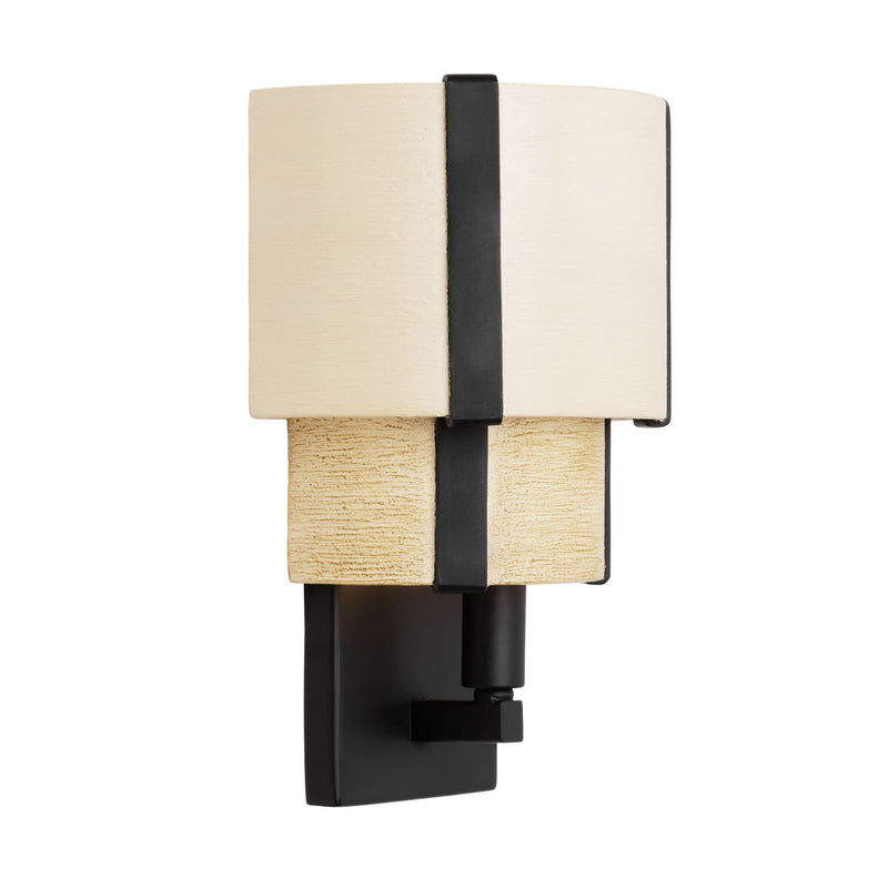 matte black/honey/medium oak wall mount light