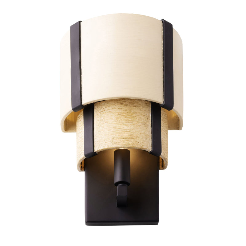 matte black/honey/medium oak wall mount light