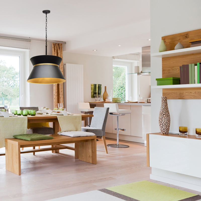 matte black/french gold pendant light