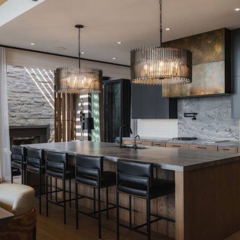 matte black/french gold pendant light