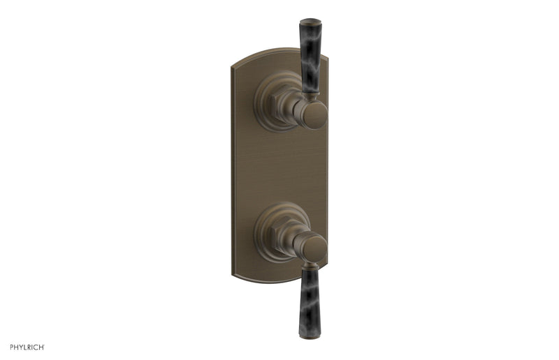 Phylrich HEX TRADITIONAL / HENRI 1/2" Thermostatic Valve with Volume Control or Diverter - Black Marble Handles