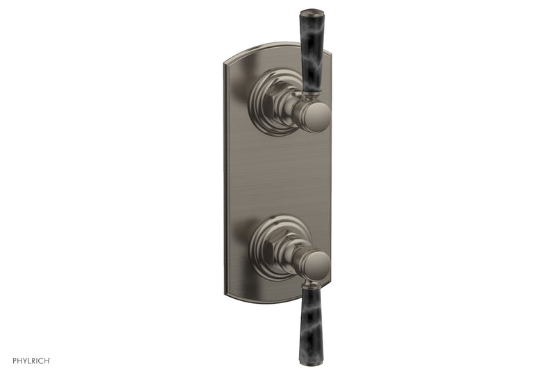 Phylrich HEX TRADITIONAL / HENRI 1/2" Thermostatic Valve with Volume Control or Diverter - Black Marble Handles