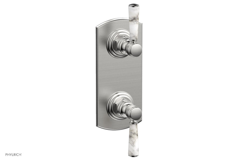 Phylrich HEX TRADITIONAL / HENRI 1/2" Thermostatic Valve with Volume Control or Diverter - White Marble Handles