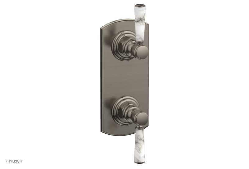 Phylrich HEX TRADITIONAL / HENRI 1/2" Thermostatic Valve with Volume Control or Diverter - White Marble Handles