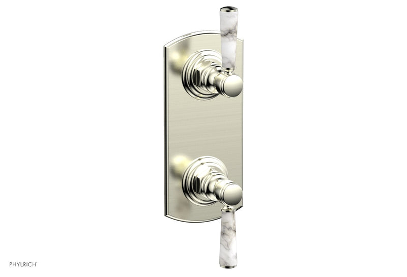 Phylrich HEX TRADITIONAL / HENRI 1/2" Thermostatic Valve with Volume Control or Diverter - White Marble Handles