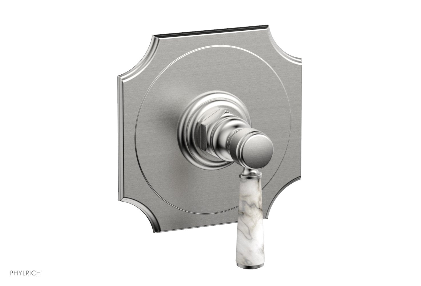 Phylrich HENRI 1/2" Mini Thermostatic Shower Trim - White Marble Handle