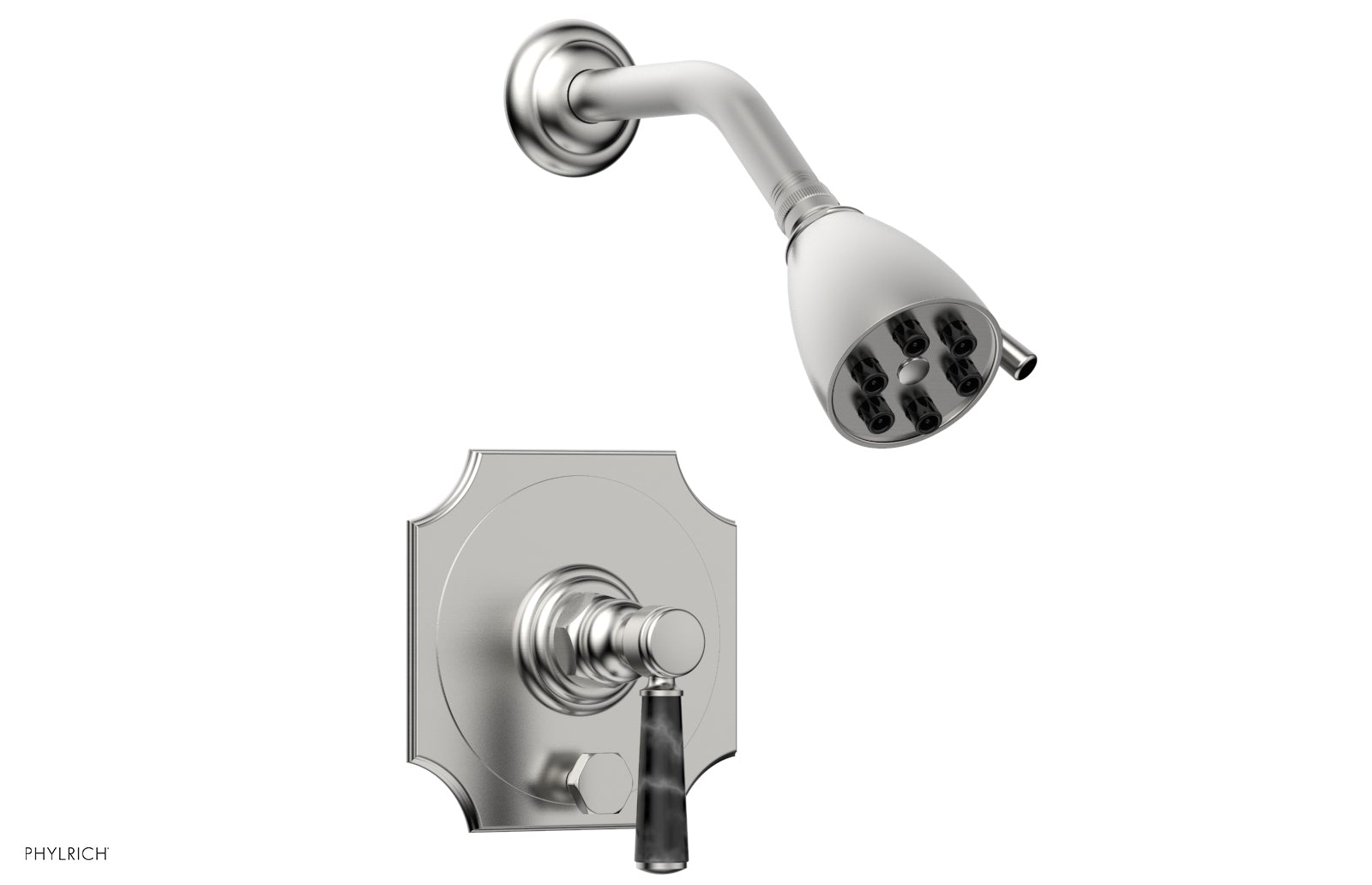 Phylrich HENRI Pressure Balance Shower and Diverter Set - Black Marble Handle (Less Spout)