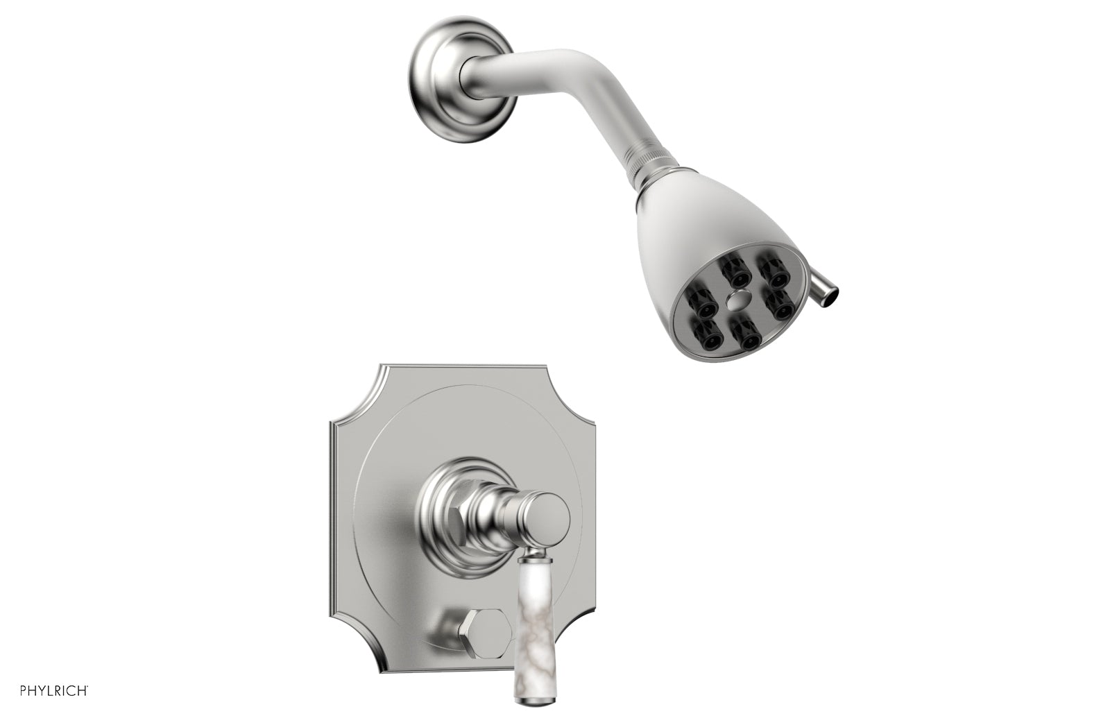 Phylrich HENRI Pressure Balance Shower and Diverter Set -White Marble Handle (Less Spout)