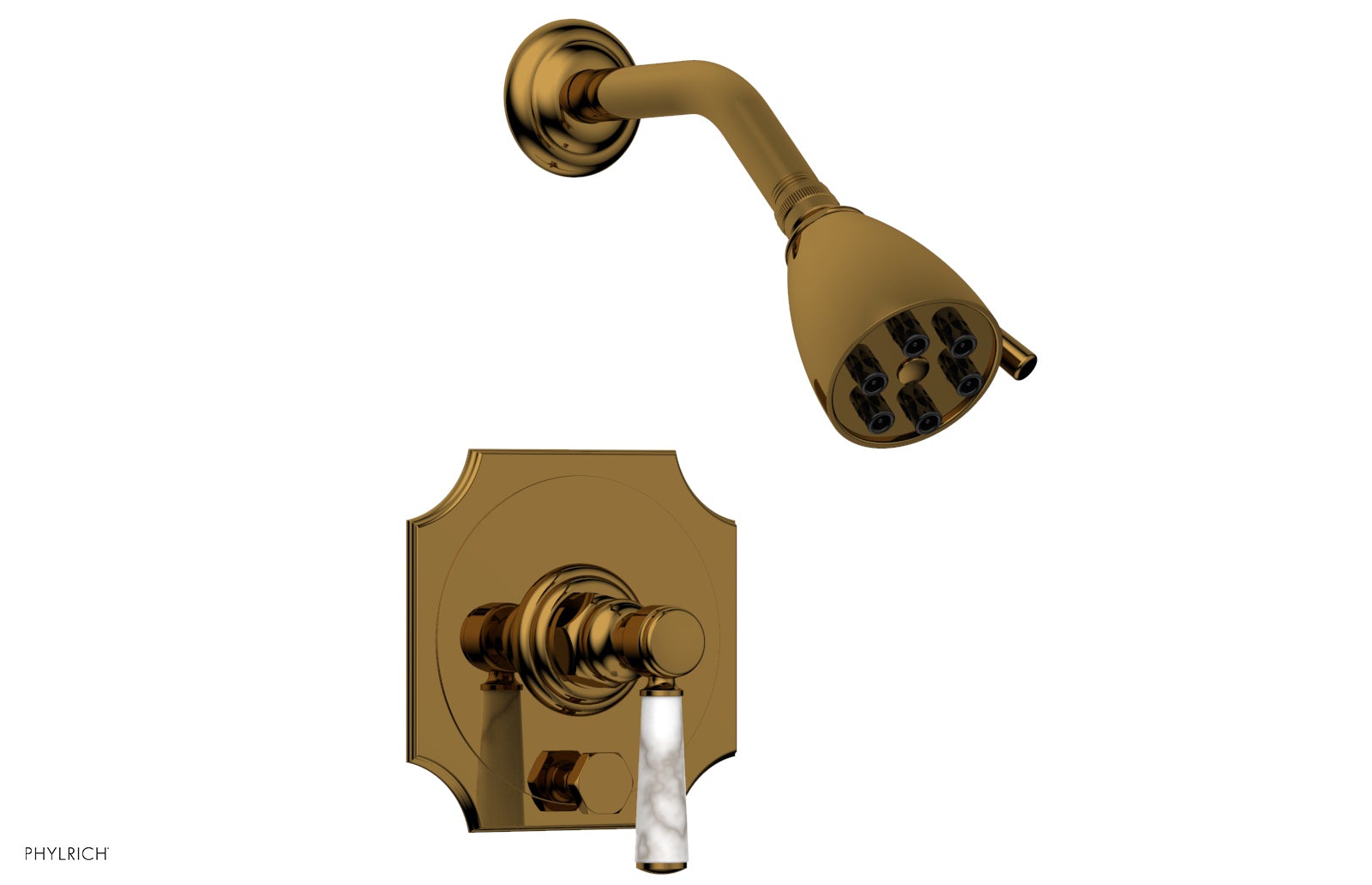 Phylrich HENRI Pressure Balance Shower and Diverter Set -White Marble Handle (Less Spout)