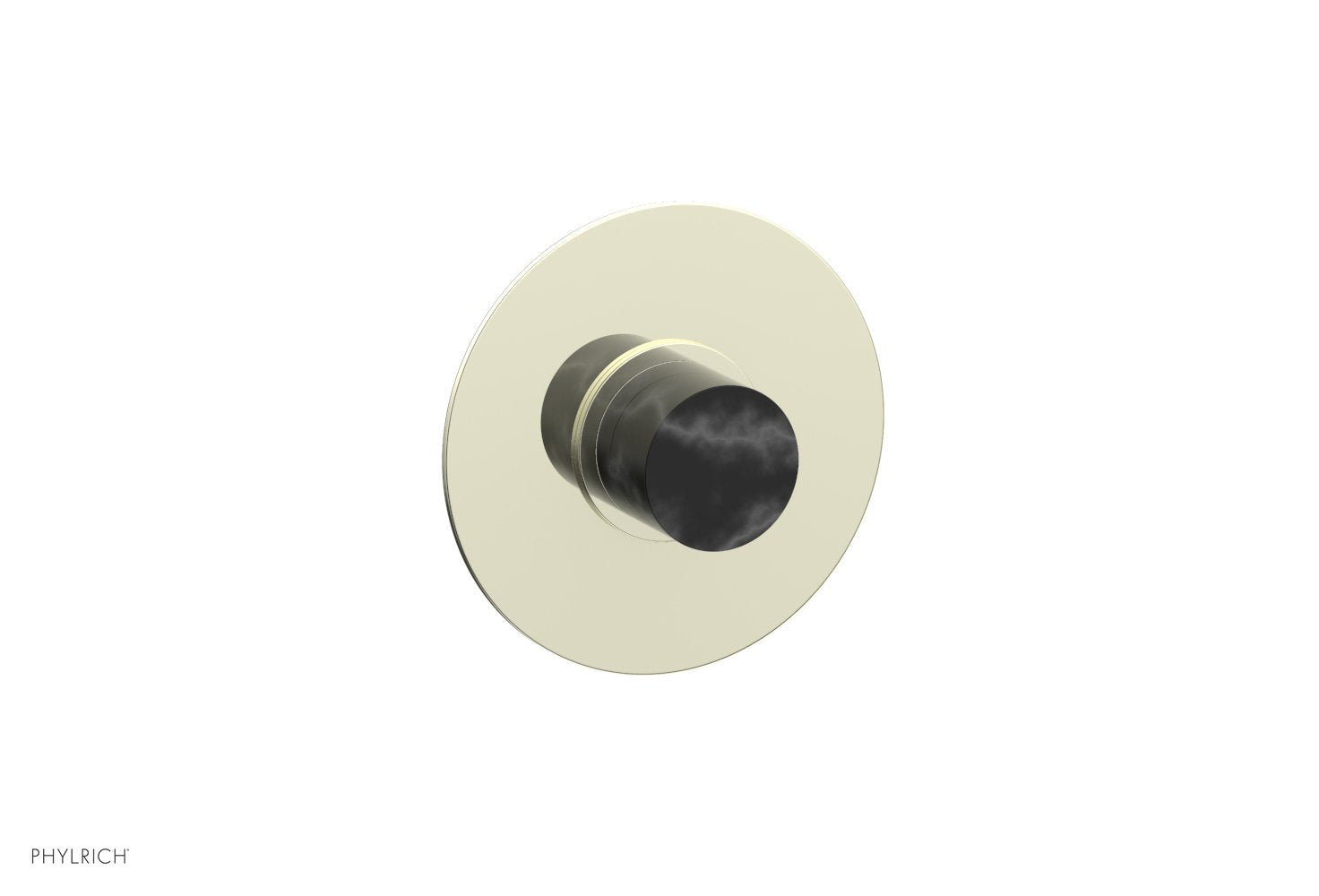 Phylrich BASIC II 1/2" Mini Thermostatic Round Shower Trim Black Marble Handle