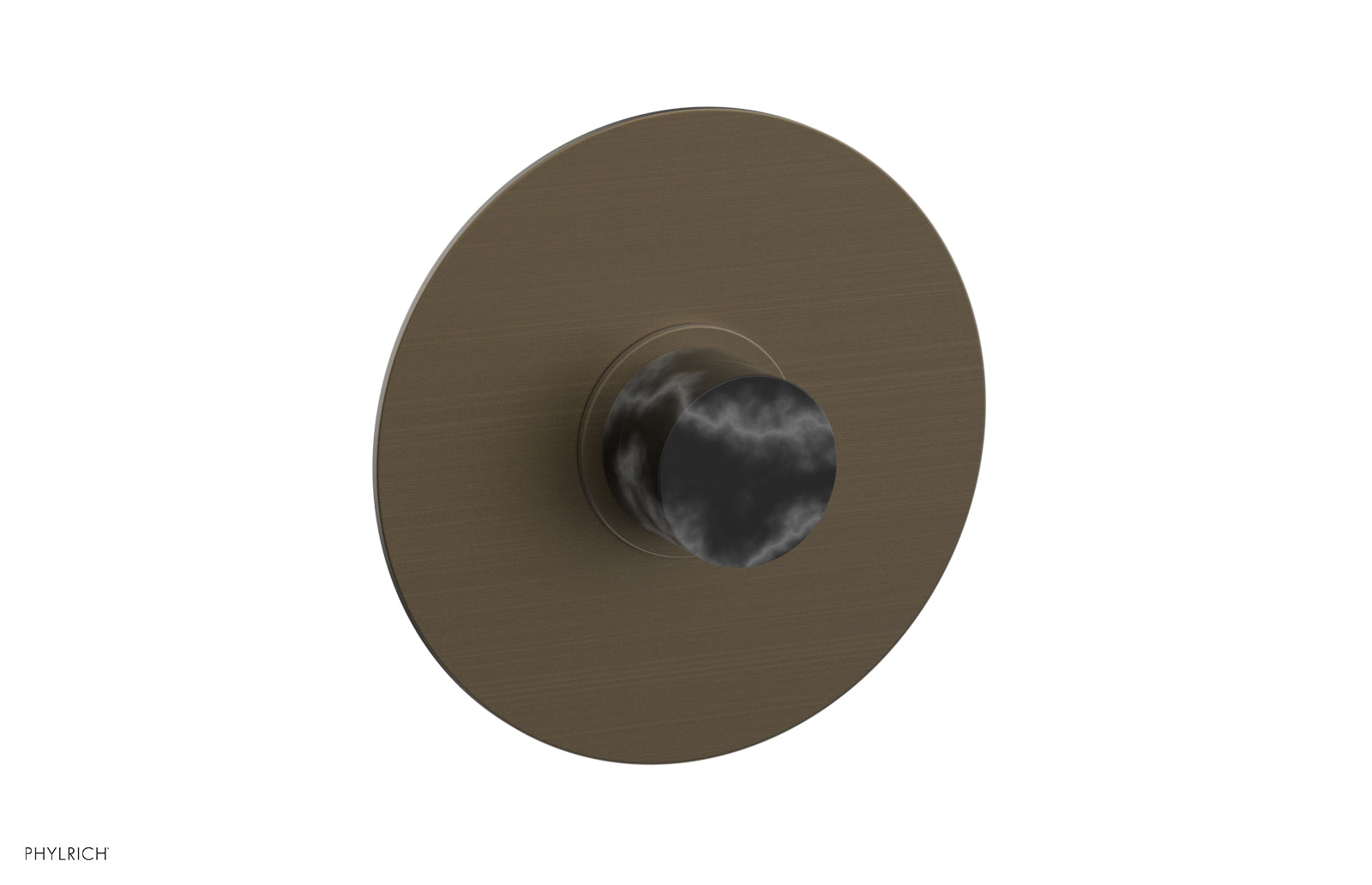 Phylrich BASIC II Pressure Balance Round Shower Plate & Handle Trim, Black Marble Handle