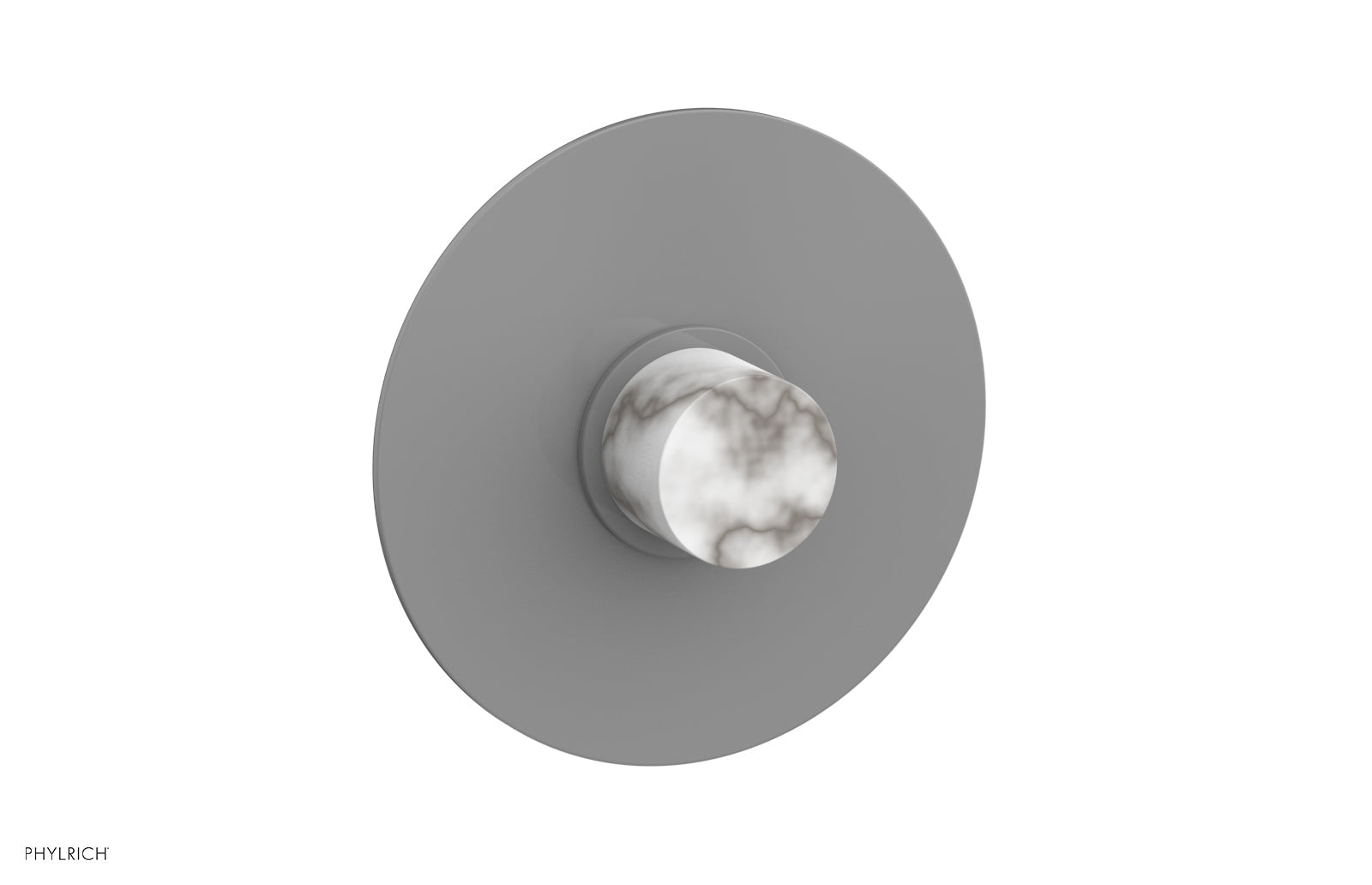 Phylrich BASIC II Pressure Balance Round Shower Plate & Handle Trim, White Marble Handle