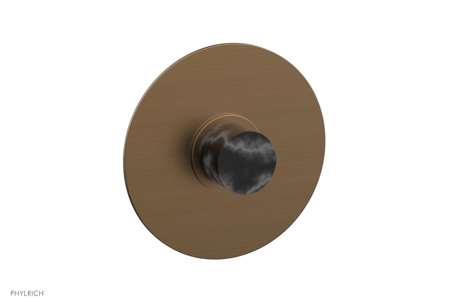 Phylrich BASIC II Pressure Balance Round Shower Plate & Handle Trim, Black Marble Handle