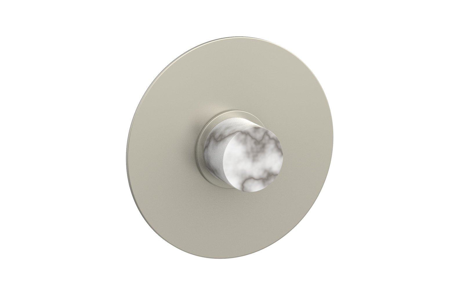 Phylrich BASIC II 3/4" Thermostatic Round Shower Trim Plate, White Marble Handle
