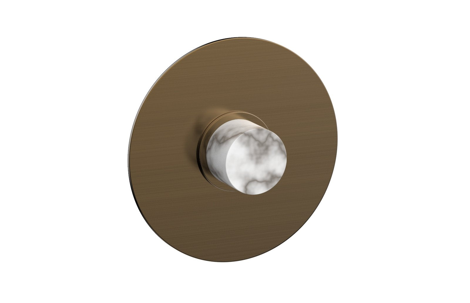 Phylrich BASIC II 3/4" Thermostatic Round Shower Trim Plate, White Marble Handle