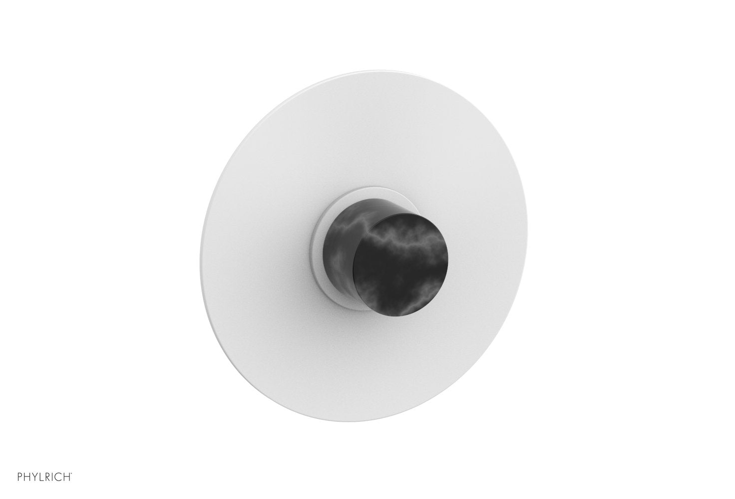 Phylrich BASIC II 3/4" Thermostatic Round Shower Trim Plate, Black Marble Handle