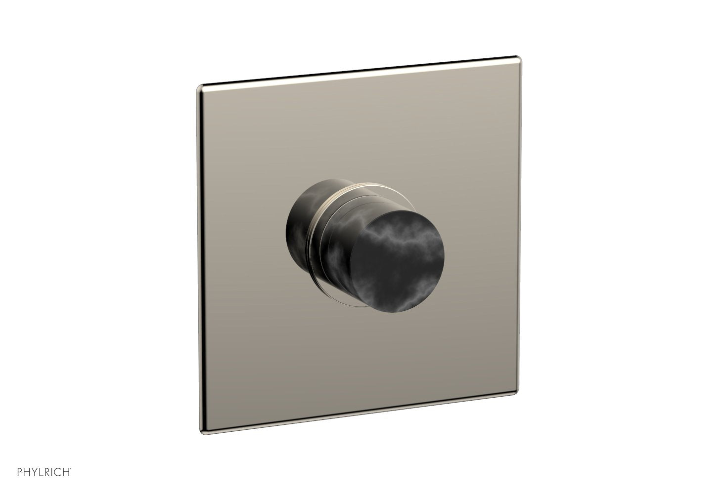 Phylrich BASIC II Pressure Balance Square Shower Plate & Black Marble Handle Trim