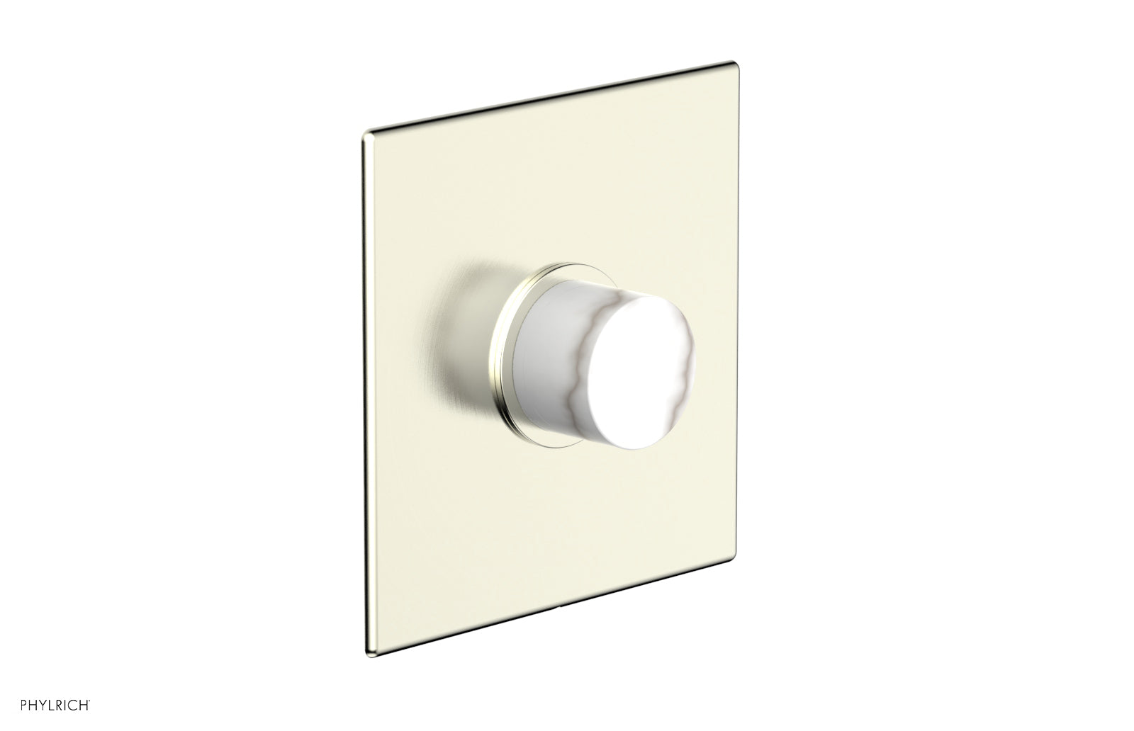 Phylrich BASIC II Pressure Balance Square Shower Plate & White Marble Handle Trim